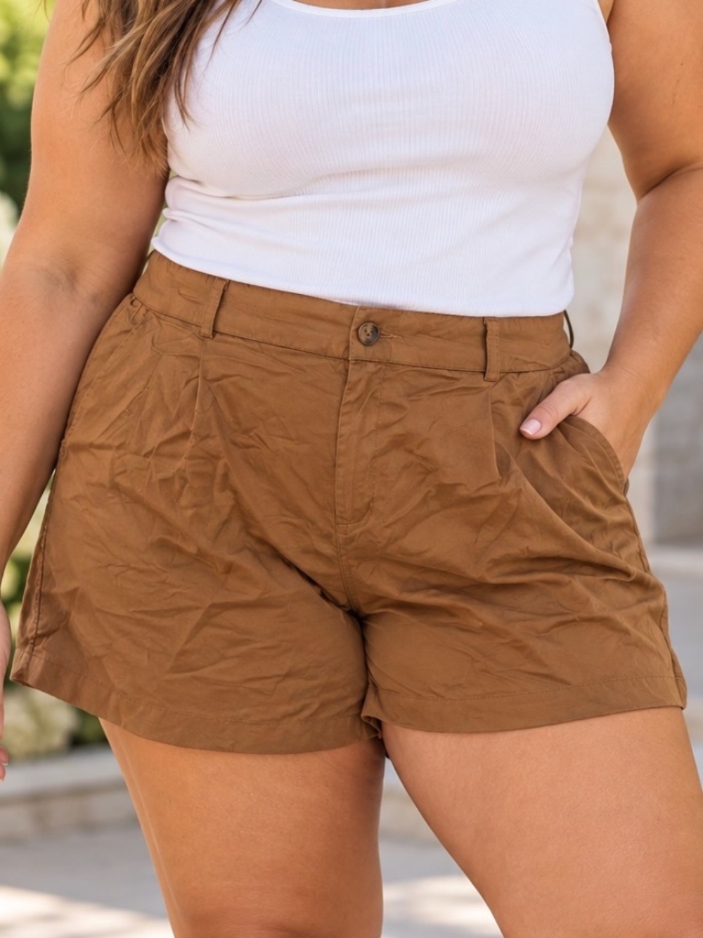 Torrid Studio Linen Short Womens Size 16 Camel Brown Walking Hiking Lyocell Line